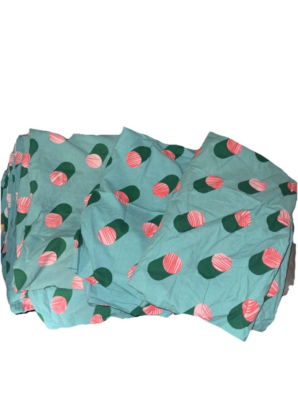 Ikea GRACIOS Twin Duvet Cover 2 pillowcase Set dotted pink turquoise PREOWNED